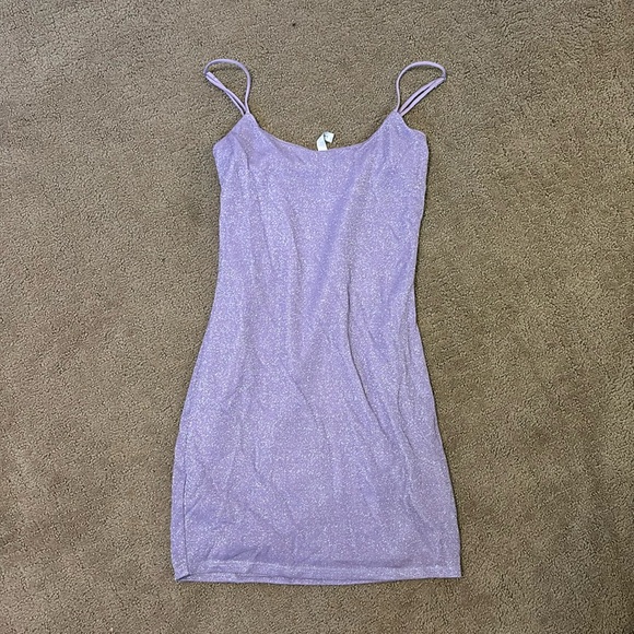 Size XS, sparkly, purple, spaghetti strap mini dress. - Picture 1 of 3